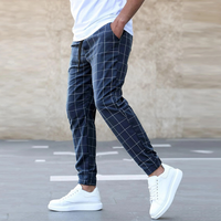 Herren Hose Kariert Slim Fit | Leicht Bequem – Blau