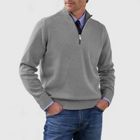 Herrenpullover mit halbem Reißverschluss – Grau