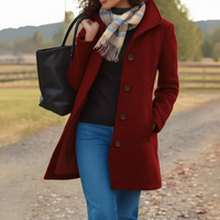 Tradura™ - Klassischer Mittellanger Knopfmantel – Rot