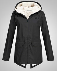 Melanie | Damen Gefütterte Reißverschluss Regenjacke – Schwarz