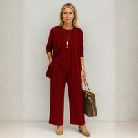 Kirsten | Damen Lounge Set Dreiteilig Minimalistisch Komfort Cozy Modern – Rot
