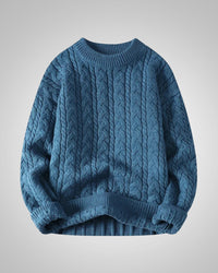 Julian | Herren Casual Winter Zopfstrickpullover – Blau