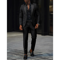 Herren Slim Fit Stylisch 2-teiliges Hochzeitsgast Anzug Set | Elegante – Schwarz