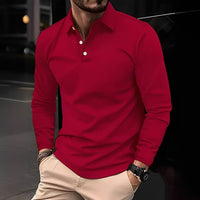 Deacon - Bequemes Langarm-Poloshirt für Herren – Rot