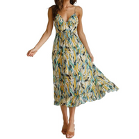 Monika | Buntes Kleid – Türkis