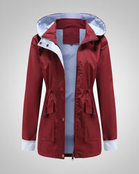 Anneliese | Damen Kapuze Kordelzug Regenjacke – Rot