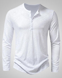 Peter | Herren Slim Fit Langarm Henleyshirt – Weiß