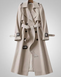 Elisabeth | Damen Klassisches Karomuster Trenchcoat – Beige