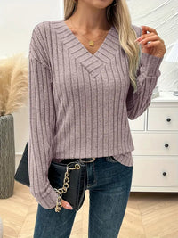 PIT STRIP V-NECK LANGARMPULLOVER | MODERNER STIL, KOMFORTABEL, VIELSEITIG – Rosa