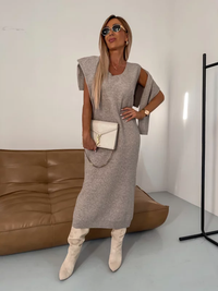 Nicole | Frühlings-Strickset für Damen – Dunkelbeige