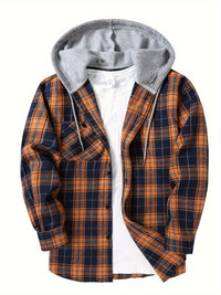 Florian | Kariertes Hoodie-Hemd – Dunkelorange
