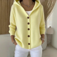 Felicia | Strickcardigan mit Kapuze – Gelb