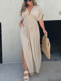 Diane - V-Ausschnitt Maxi-Langkleid – Apricot