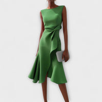Zandelle | Asymmetrisches Midi-Kleid mit Drapierung – Grün