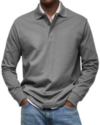 Julian | Luxe Polo mit langen Ärmeln – Grau