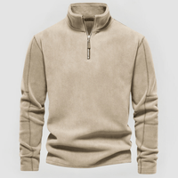 NORBERT - FLEECE-PULLOVER MIT VIERTELREISSVERSCHLUSS – Beige