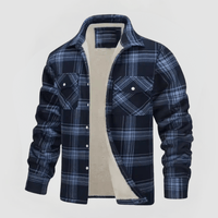 LUTZ - JACKE AUS FLEECE MIT KAROMUSTER – Blau