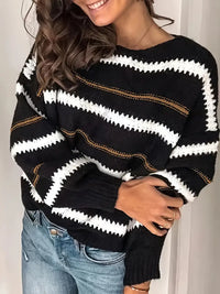 Dreianis | Pullover mit Rundhalsausschnitt und überschnittenen Schultern, perfekt für die Saison – Schwarz