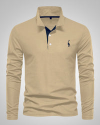 Paul | Herren Legeres Langen Ärmeln Poloshirt – Khaki
