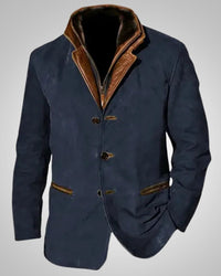 Frank | Herren Klassischer Reißverschluss Lederjacke – Blau