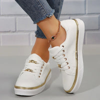 Gabi Sommersneaker | Bequeme Damen Sneaker mit Goldakzenten und Weicher Einlegesohle für den Sommer – Weiß