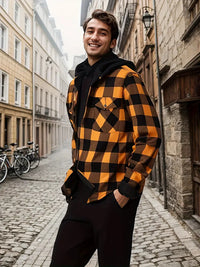 Keyvissa | Modische, karierte Herrenjacke mit Kapuze – Ingwer