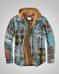 Klaus | Herren Casual Karierte Patchworkjacke – Mintgrün