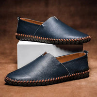 Handgenähte Loafers aus Leder – Blau