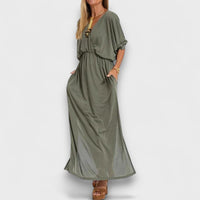 Elora – Langes Kleid mit fließender silhouette – Grün