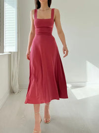 Verenar | Einfaches Kleid für Damen – Wassermelone Rot
