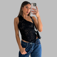 Jorliesa | Elegantes Spitzen-Top für edlen Charme – Schwarz