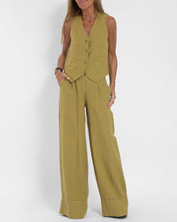 Damen Lässig Zweiteiliges Set | Sommer – Gelb