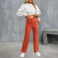 UNNA - ELASTISCHE FREIZEITHOSE MIT HOHEM BUND – Orange
