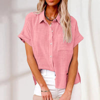 Leinenbluse mit kurzen Ärmeln – Rosa