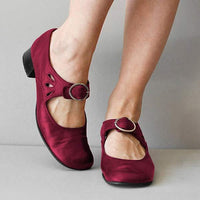 Fiona - Klassische orthopädische Schuhe mit runder Spitze – Rot