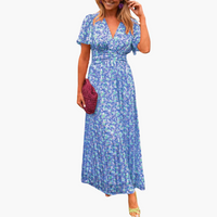 Nora | Sommerkleid mit V-Ausschnitt – Blau