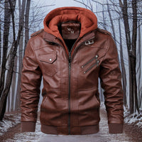 Rambo | Premium Lederjacke mit Kapuze für Herren – Stil und Wärme vereint – Rot