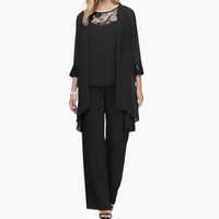 Dreiteiliges formelles Set für Frauen - elegante Kombination – Schwarz