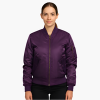 Damenjacke mit geripptem Kragen und Ärmeltasche – Violett