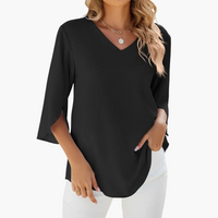 Sommerbluse mit V-Ausschnitt für Damen – Leicht & Elegant – Schwarz