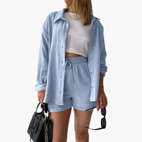 Musselin Zweiteiler für Damen - Leichtes Co-ord Set für den Sommer – Hellblau