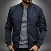 Herren Stehkragen Sommer Bomberjacke – Blau