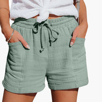 Musselin Shorts für Damen - Leichte Sommerhose mit Taschen – Schwarz