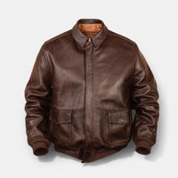 Elias | Herren Vintage Oversized Glänzender Lederjacke – Braun