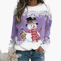 Denise - Schneemann Weihnachts-Pullover – Lila