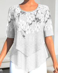 Elysia - Blumenmuster-Oberteil – Weiß