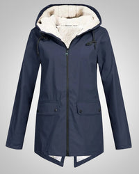 Melanie | Damen Gefütterte Reißverschluss Regenjacke – Marine