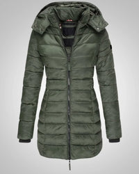 Ella | Damen Lange Kapuzen Winter Daunenjacke – Grün