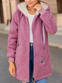Krista | Warme Teddyweste mit Kapuze für Damen – Rosa