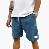 Herren Sommer Shorts mit Kordelzug und Cordstruktur – Blau